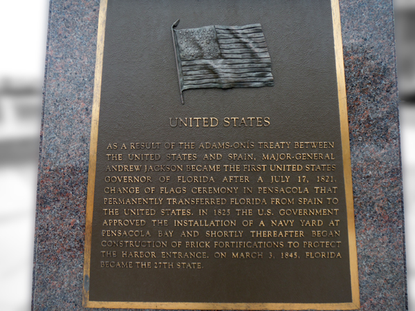 sign on the Memorial Monument honoring The United States